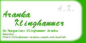 aranka klinghammer business card